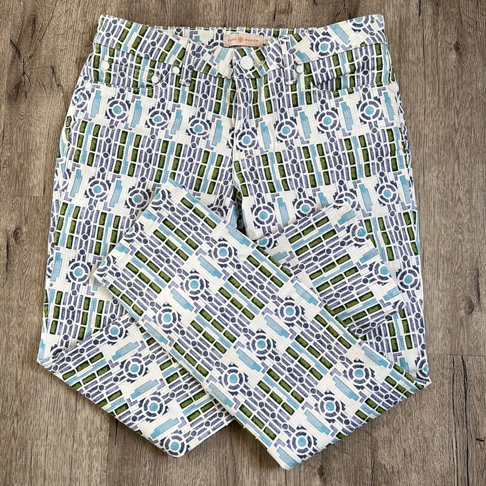 Tory Burch festive geometric jeans 28
